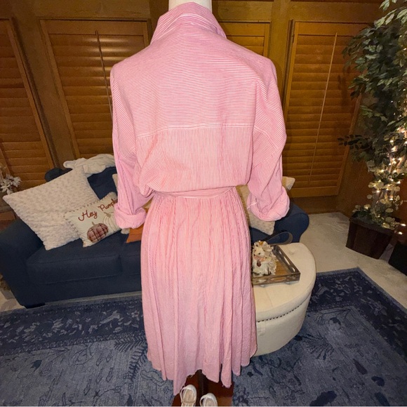 🌸 Free People Pink Striped Button-Front Shirt Dress‎ - Small, Old Money - Picture 6 of 13